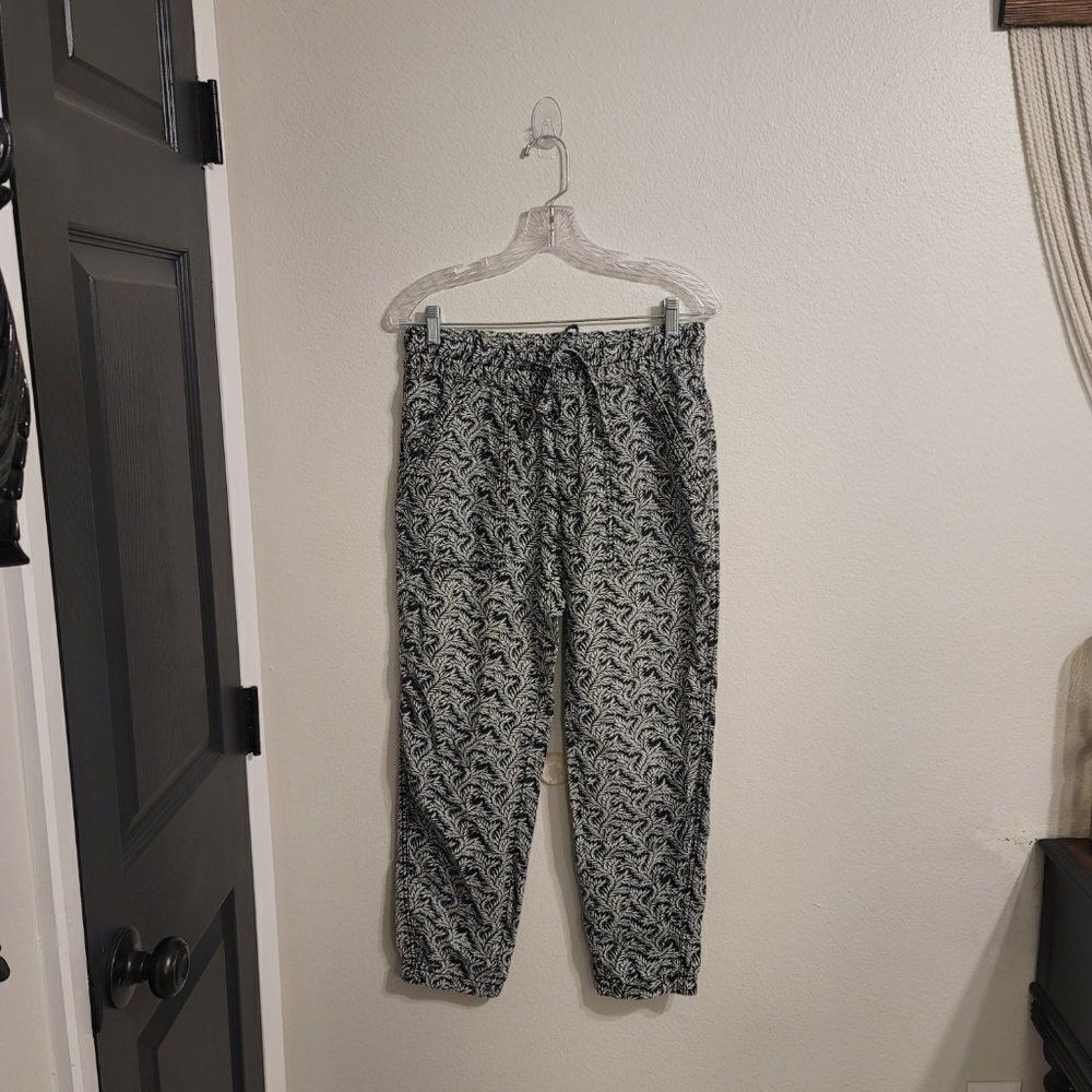 Anthropologie Black & White Swirl Print Drawstring Joggers